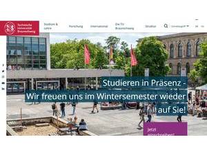 Technische Universität Braunschweig's official website homepage screenshot