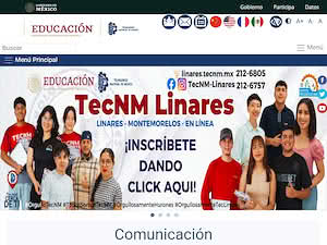 Technological Institute of Linares's official website homepage screenshot