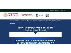 Technological Institute of the Yaqui Valley's official website homepage screenshot