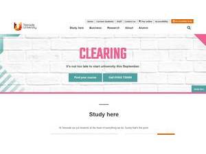 Teesside University's official website homepage screenshot