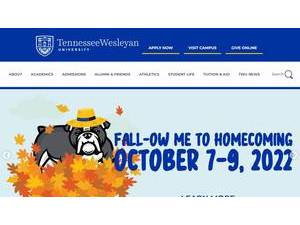 Tennessee Wesleyan University's official website homepage screenshot