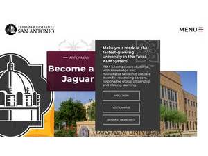 Texas A&M University-San Antonio's official website homepage screenshot