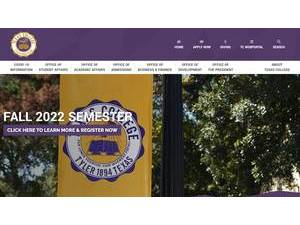 Texas College's official website homepage screenshot