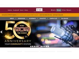 Texas Southern University's official website homepage screenshot