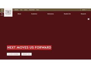 Texas State University's official website homepage screenshot