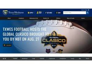 Texas Wesleyan University's official website homepage screenshot