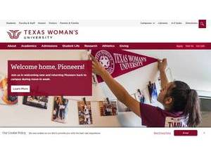 Texas Woman's University's official website homepage screenshot
