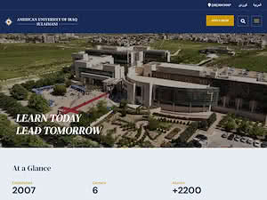 The American University of Iraq, Sulaimani's official website homepage screenshot