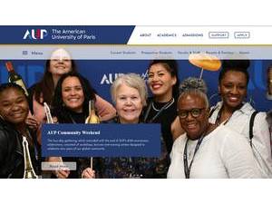 The American University of Paris's official website homepage screenshot