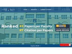 The British University in Dubai's official website homepage screenshot