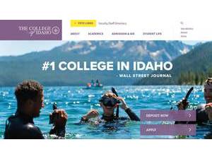 The College of Idaho's official website homepage screenshot