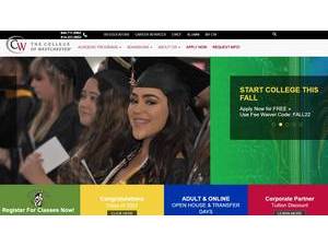 The College of Westchester's official website homepage screenshot
