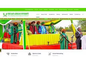 The East African University's official website homepage screenshot