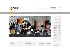 The German University in Cairo's official website homepage screenshot