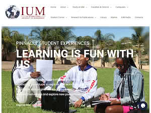 The International University of Management's official website homepage screenshot