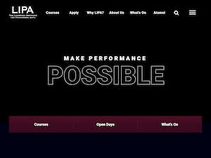 The Liverpool Institute for Performing Arts's official website homepage screenshot
