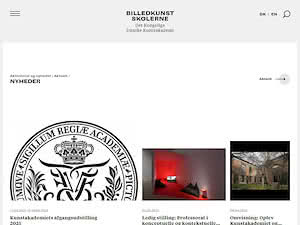 The Royal Danish Academy of Fine Arts, School of Visual Arts's official website homepage screenshot
