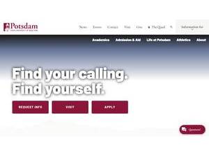 The State University of New York at Potsdam's official website homepage screenshot