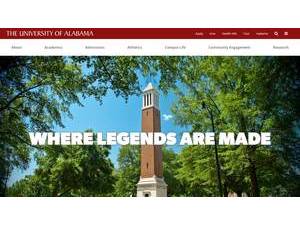 The University of Alabama's official website homepage screenshot