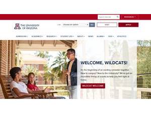 The University of Arizona's official website homepage screenshot