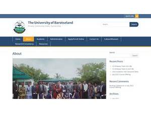 The University of Barotseland's official website homepage screenshot