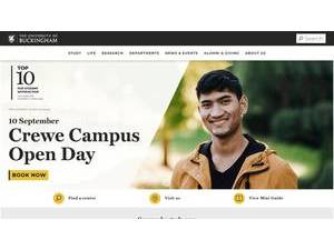 The University of Buckingham's official website homepage screenshot