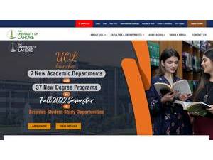 The University of Lahore's official website homepage screenshot