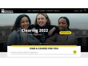 The University of Northampton's official website homepage screenshot