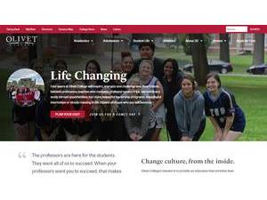 The University of Olivet's official website homepage screenshot