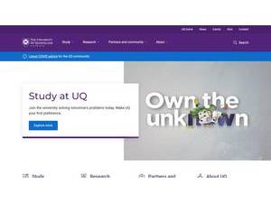The University of Queensland's official website homepage screenshot