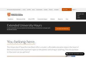The University of Texas Permian Basin's official website homepage screenshot