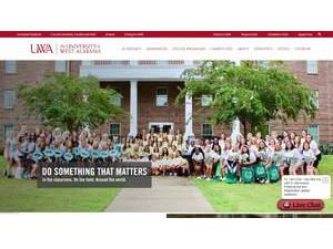 The University of West Alabama's official website homepage screenshot