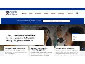 The University of Western Australia's official website homepage screenshot