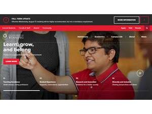 The University of Winnipeg's official website homepage screenshot
