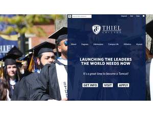Thiel College's official website homepage screenshot
