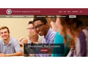 Thomas Aquinas College's official website homepage screenshot