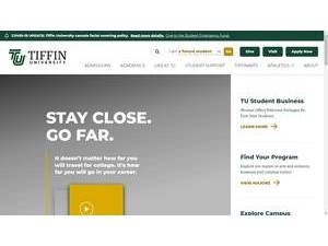 Tiffin University's official website homepage screenshot