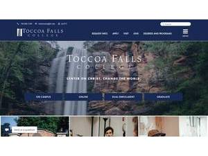 Toccoa Falls College's official website homepage screenshot
