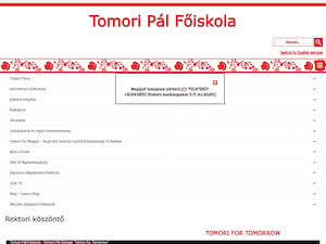 Tomori Pál Főiskola's official website homepage screenshot