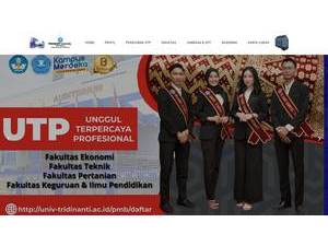 Tridinanti University of Palembang's official website homepage screenshot