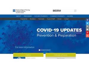 Trinity College of Nursing & Health Sciences's official website homepage screenshot