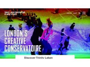 Trinity Laban Conservatoire of Music and Dance's official website homepage screenshot