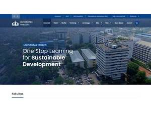 Trisakti University's official website homepage screenshot