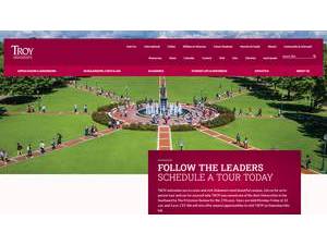 Troy University's official website homepage screenshot