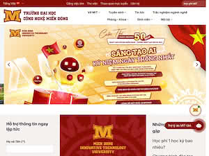 Trường Đại học Công nghệ Miền Đông's official website homepage screenshot