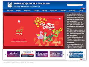 Trường Đại học Kiến trúc TP Hồ Chí Minh's official website homepage screenshot