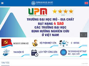 Trường Đại học Mỏ - Địa chất's official website homepage screenshot