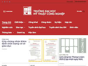 Trường Đại học Mỹ thuật Công nghiệp's official website homepage screenshot