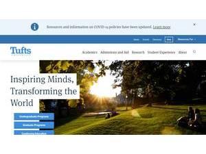 Tufts University's official website homepage screenshot