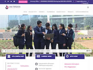 Uka Tarsadia University's official website homepage screenshot